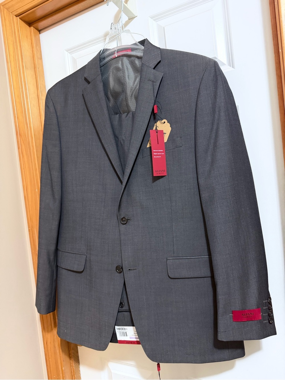 Alfani Men's Dark Charcoal Gray 3-Piece Suit with Two-Button Blazer
